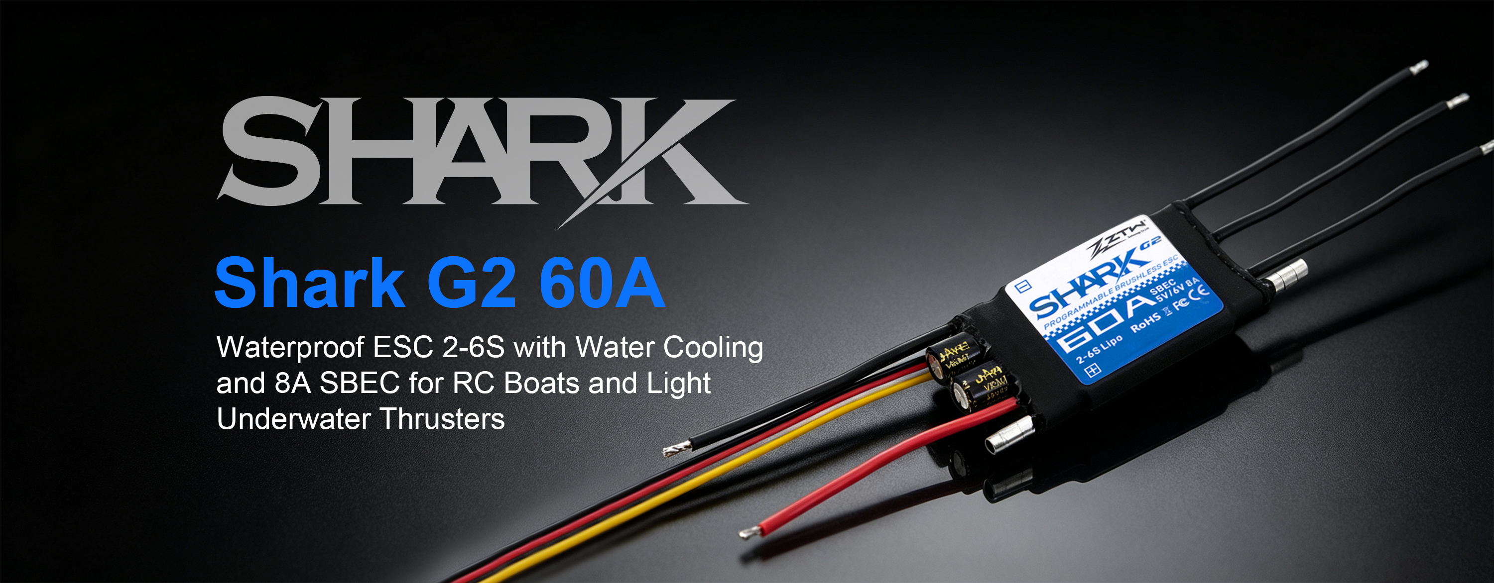 60A ZTW Shark ESC G2 With 8A SBEC Light Underwater Thrusters 2-6S ESC
