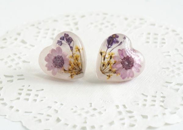 Unique Dried Plant Real Flower Purple Stud Earring for Fashion Women