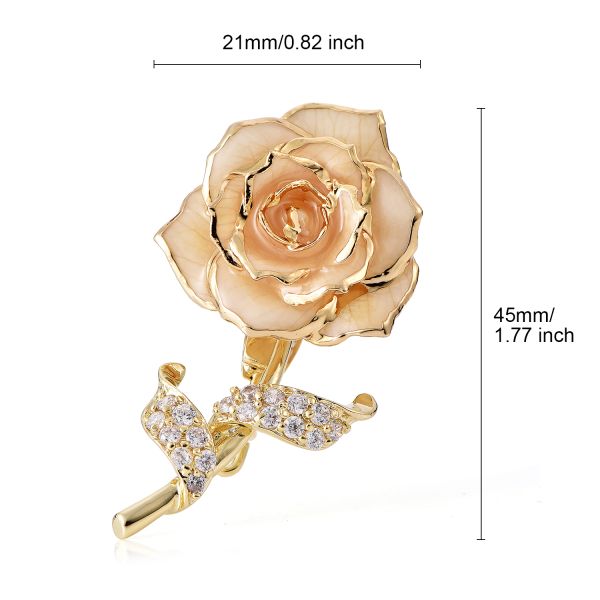 24k Gold Plated Rose Factory Wholesale Adorable Girls Rose Brooch Gold Dipped Rose Fashion