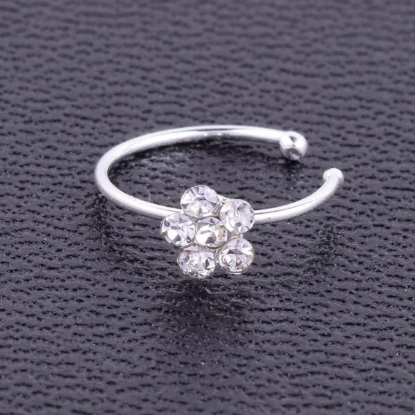 Fashion Crystal Nose Ring Indian Flower Nose Stud Hoop Septum Clicker Piercing Nose Clip Rings Body Piercing Jewelry