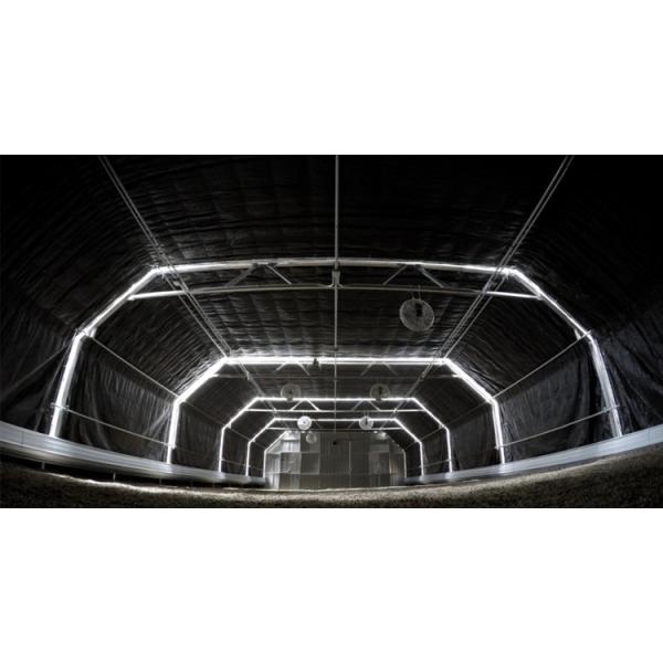 8m Wide PEP Film Automated Light Deprivation Greenhouse Top And Sides Ventilation