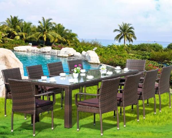 Modern Poly Rattan Aluminium Outdoor Garden wicker chair patio Backyard table and chairs sets