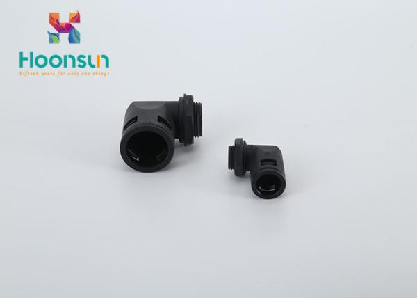 Various Colors Plastic Cable Glands / Nylon Flexible Pipe Right Angle Union