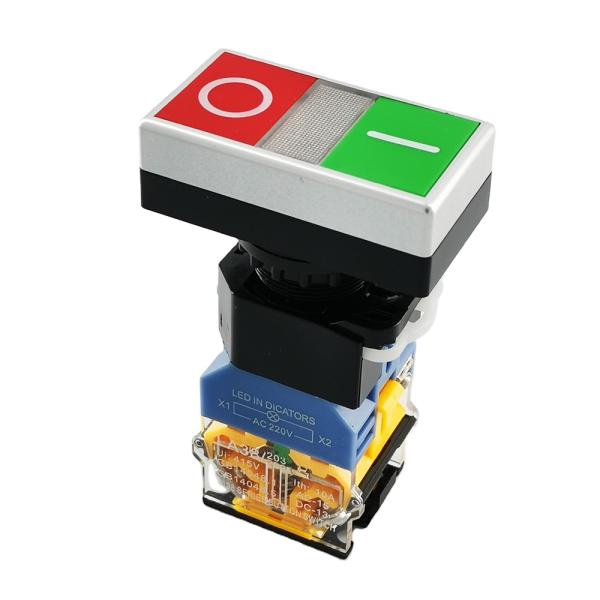 22mm LA38-11D 220VAC 1NO+1NC illuminated double-headed push button with pilot lights