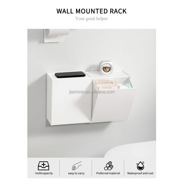 Toilet Side No Punching Hanging Garbage Storage Bathroom Wall Mounted Paper Boxs Stackable Clamshell Tissue Organizer Soap Bin