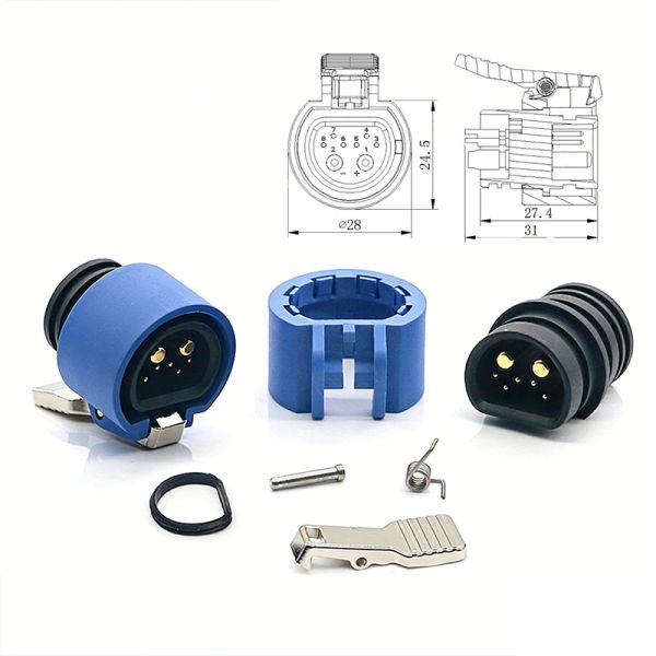 EV Backup Terminal Series M18-2+6 High Power 500V 20A Durable Charging Connector