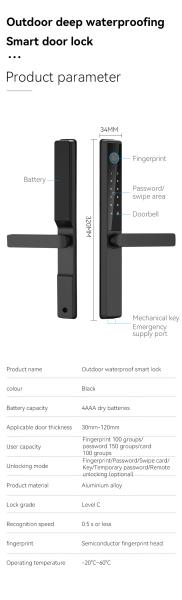 Qleung S960 Digital Glass Door Lock With Fingerprint Recognition Password Card Key Phone APP