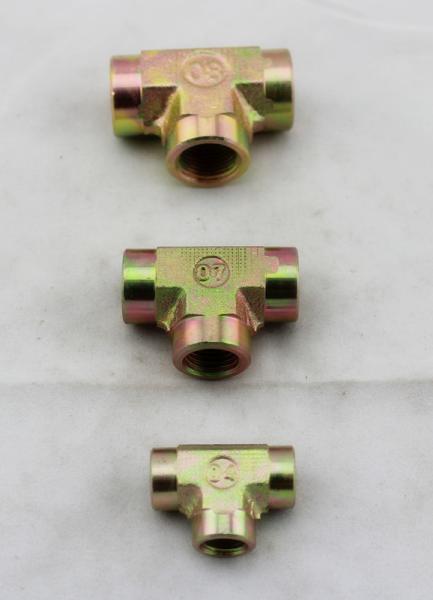 Carbon Steel Hydraulic BSP Female Pipe Fittings / Hydraulic Hose Tee Fittings