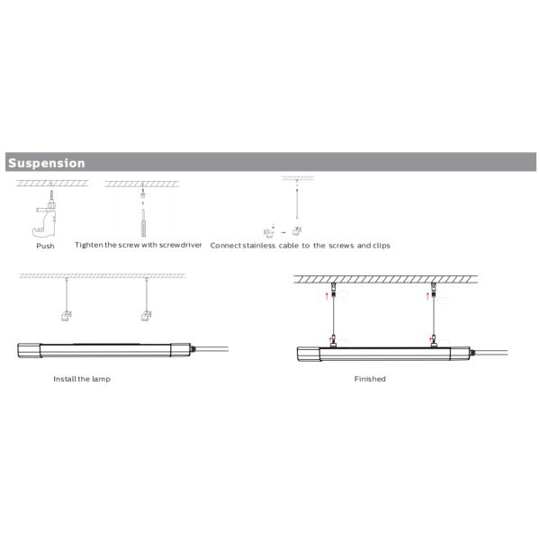 160lm/W 120LPW SMD2835 Industrial Led Triproof Light