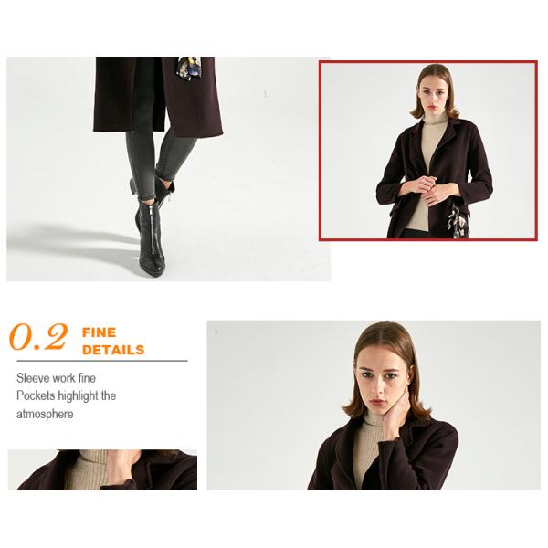 Luxury Elegant Fitted Woolen Womens Long Winter Jackets With Printed Belt