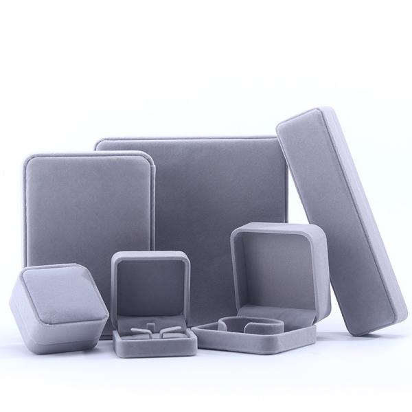 Customized Size Gray Velvet Jewelry Box for Necklace ring Earrings Bracelet Packaging