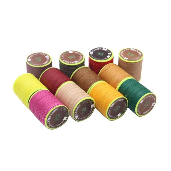 0.65mm Round Wax Hand-sewn Waxed High Strength Cored Sewing Thread For Leather Sewing Polyester