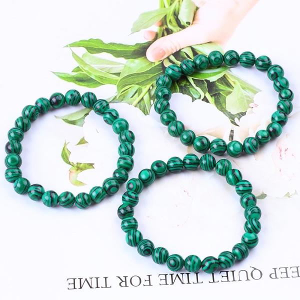 Elastic Natural Green Malachite Anti Anxiety Healing Bead Bracelet