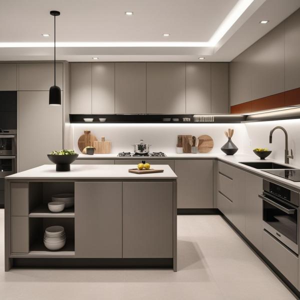 304 Stainless Steel Kitchen Cabinet with Thick Aluminum Alloy Countertop Customized Design, Waterproof Durable, Easy Clean