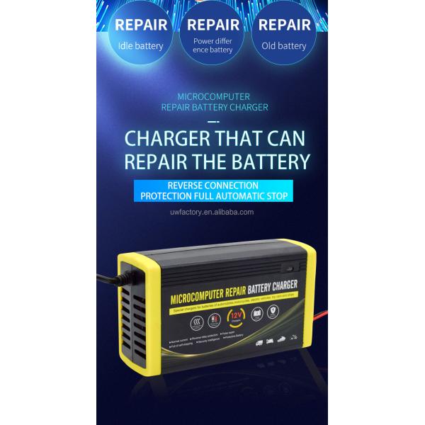 LCD Display Intelligent Battery Charger 12V 6A 8A for Microcomputers Motorcycles Trucks and Cars 90% Charging Efficiency