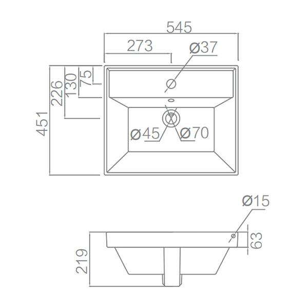 Керамический таз Countertop тщеты с цветом отверстия крана белым застекленным