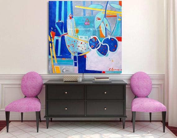 Abstraia ainda a pintura a óleo da vida, pintura a óleo contemporânea do fruto para a decoração da casa