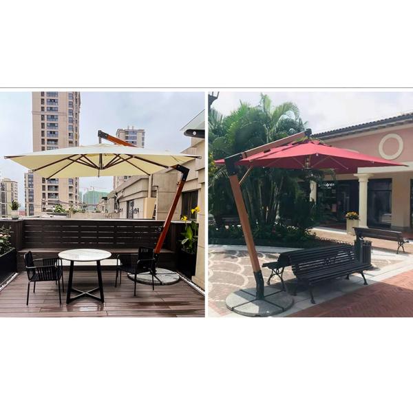 Outdoor Patio Garden Wood Cantilever Parasol Umbrella 3.5M Accept Customized