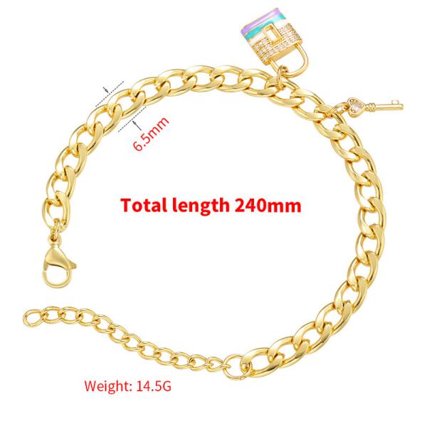 Золото карата циркона 18 инкрустации покрыло цепной микро- кубинський замок ключа браслета связи