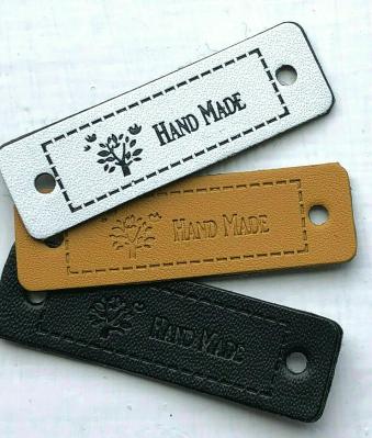 Garment Shoes PU Leather Labels Velcro Backing Shrink Proof