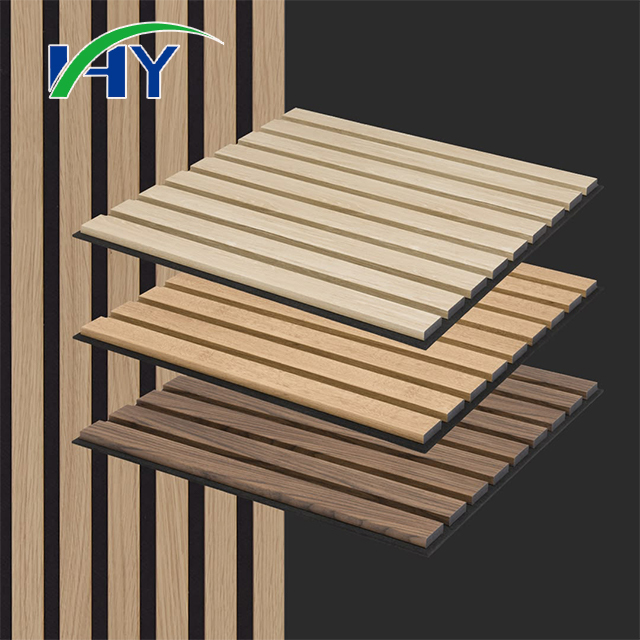 Wood Slat Acoustic Panel Commercial Wall System With PET Acoustic Underlay