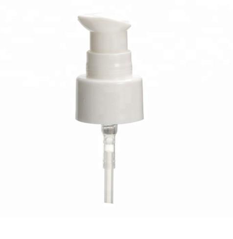 Plastic cosmetic lotion pump , White 20 / 410 refillable bottle pump with transparent cap