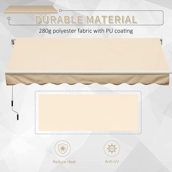 Patio Awning Retractable Sun Shade Awning Cover Outdoor Patio Canopy Sunsetter Deck Awnings with Manual Crank Handle