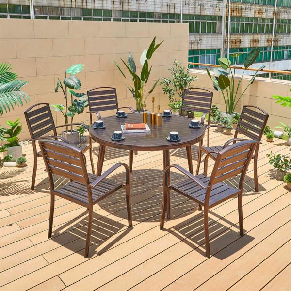 Aluminum Frame Balcony BBQ Long Table and Stackable Chairs for Outdoor Entertaining
