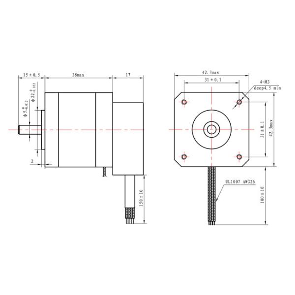 42SHD4160 мотор короткозамкнутого витка NEMA 17 Stepper с кодировщиком 42x42x38mm 1.5A для набора CNC