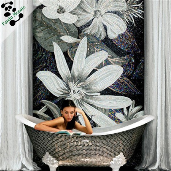 MB SMM08-B Glass Mosaic Art Wall Tile Handmade Tile Glass Painting Pictures Flower Mosaic Bedroom Mural