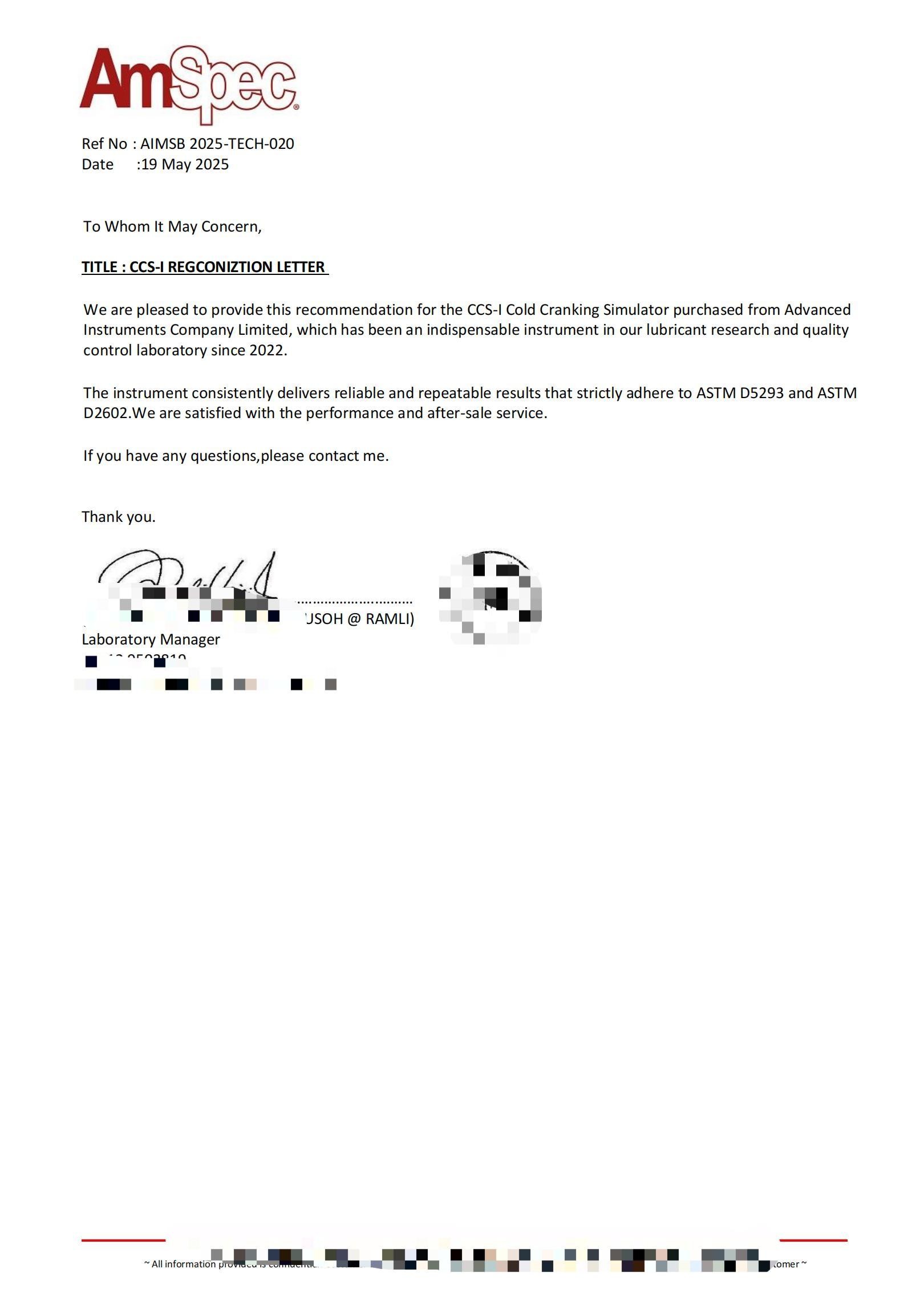 Advanced Instruments Co.,Limited Certifications
