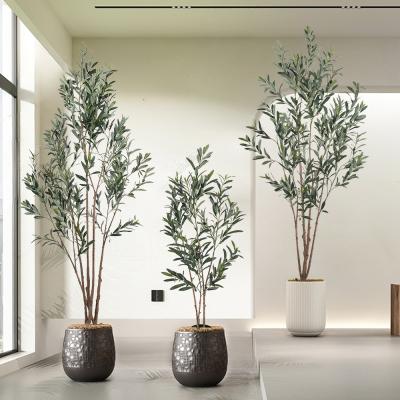 Multi-pole 7ft Artificial Olive Tree - Tall Faux Olive Trees Artificial Indoor - Large Fake Olive Tree Plant for Home Office Living Room Decor