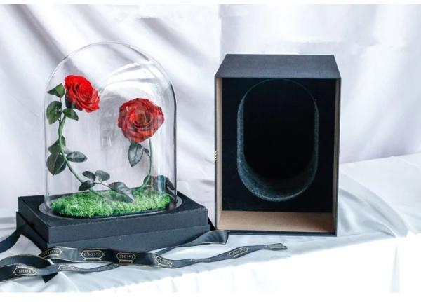 New Shape Glass dome Preserved Long Lasting Rose With Curving Stem In Glass Bell