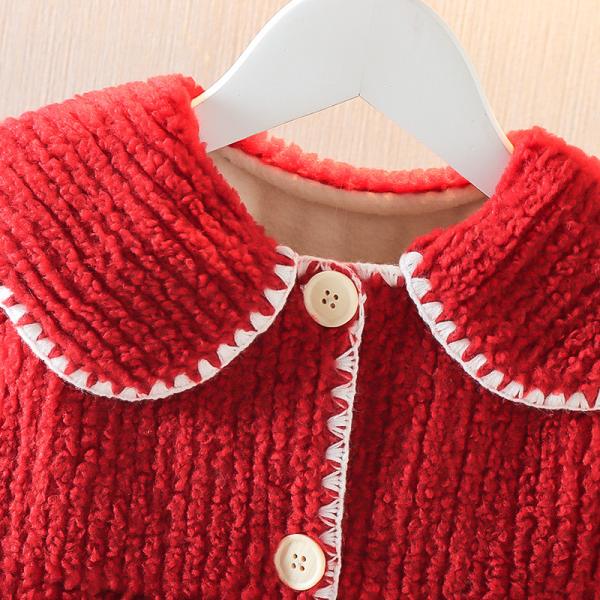 Girls Single Breasted Lotus Leaf Lightweight Windproof Jacket Lambswool Coat With Mink Collar