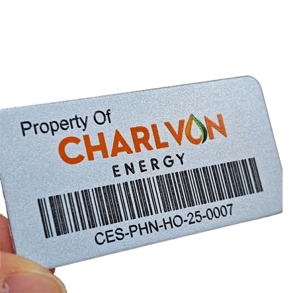 Wear Resistant Laser Engraved Metal Tags Silver Aluminum Barcode Labels For Equipment