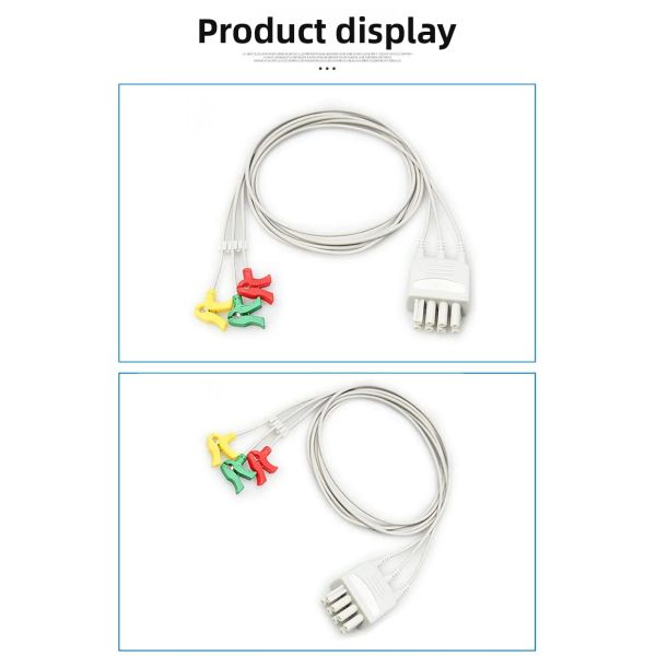Adult ECG JC-906P Trunk Cable 3 Leads OEM B3-JS3IX Grey 0.9m Patient Monitor Compatible BSM23012353 BR-903P Medical Consumables