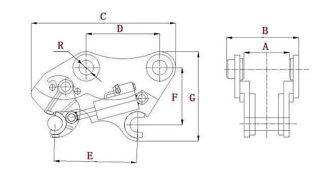 Hydraulic Quick Hitch Coupler Parts Быстрый сцеплятель для тяжелого оборудования Гидравлическое присоединение с безопасным и дизайном