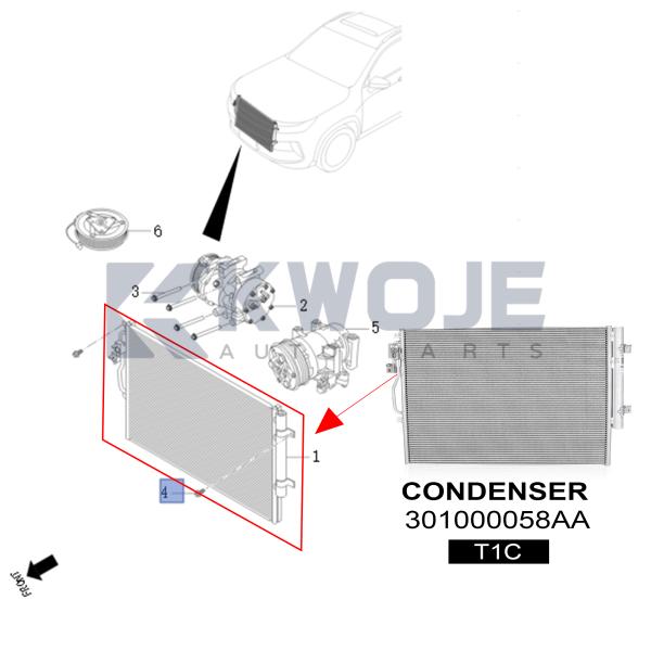 301000058AA Air Conditioning System AC Condenser For Chery Auto Spare Parts Exeed LX