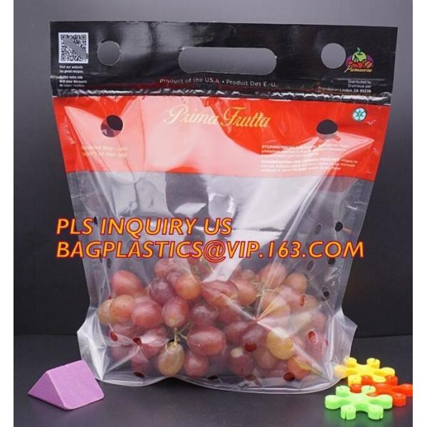 Fruits packaging bag/Grapes plastic bag with ziplock, Air Holes Zip Handle Plastic Bags, bag with vent holes for Grape a