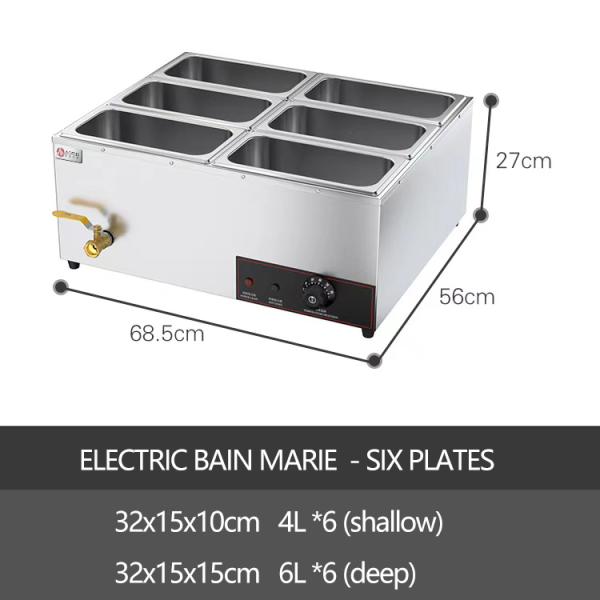 Нержавеющая сталь 6-Pan электрический ванна Мари буфетный обогреватель для пищевой промышленности