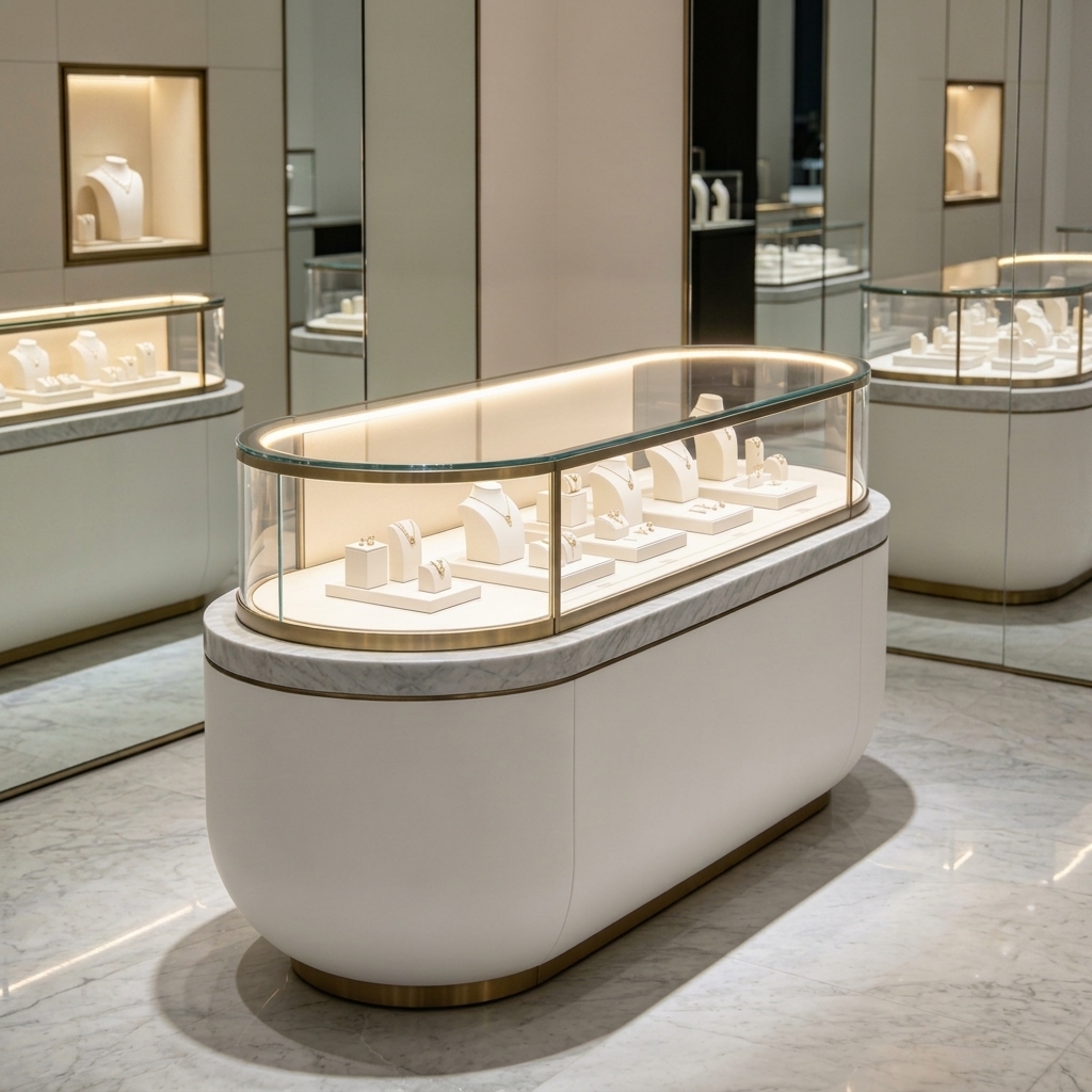 Customizable Eco-Friendly Jewelry Display Cabinet with LED Lighting for Retail Stores