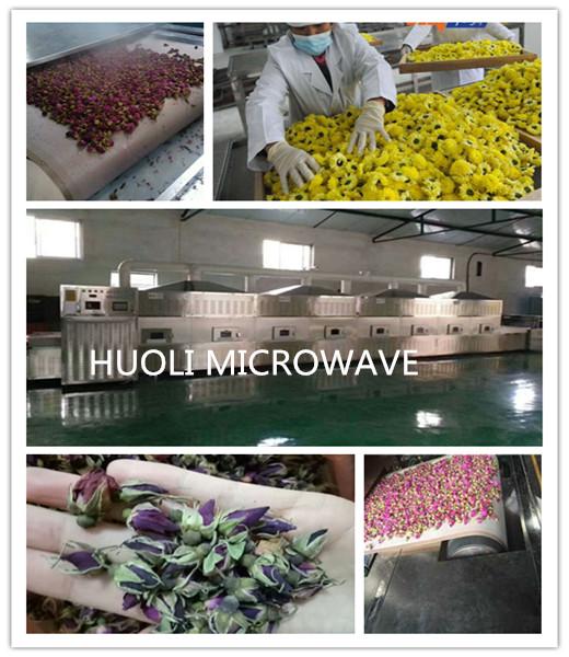 Industrial Microwave Dryer , Rose Bud / Jasmine Flower Drying Fixing Machine