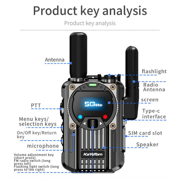 4G POC Zinc Alloy Walkie Talkie with FM Radio Function and Exclusive PTT Support