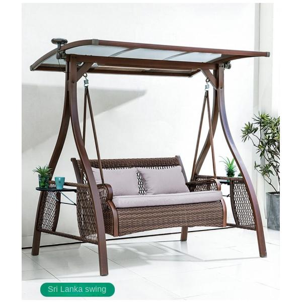 2 Seat Porch Patio Garden Swing Chair With PE Rattan Seat And Aluminium Alloy Frame