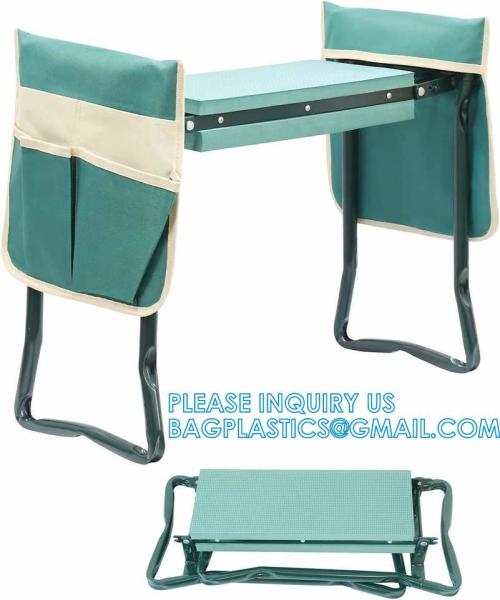 Garden Kneeler And Seat With Tool Pouch, Portable Folding Garden Stool, Heavy Duty Gardening Kneeling Bench