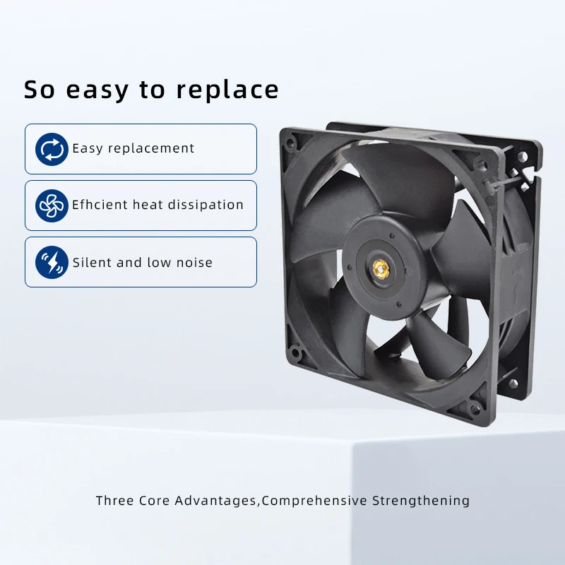 12038 DC Cooling Fan 120x120x38mm High CFM Dual Ball Bearing Axial Fan for Server Cabinet Inverter Mining Equipment