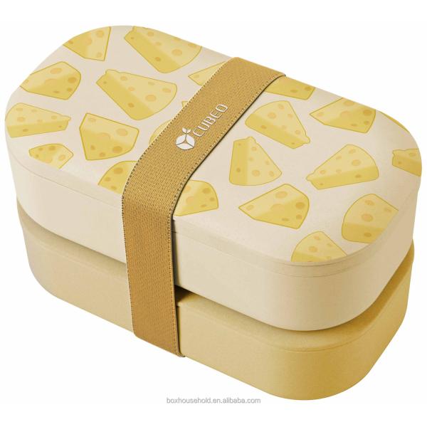 Colorful 1200ml Double Layer Eco Friendly Salad Bento Lunch Box with Bag and Cutlery