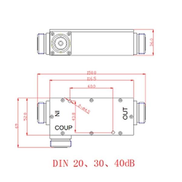 698 - 2700MHz  7/16 Din Female 20dB Coaxial RF Directional Coupler