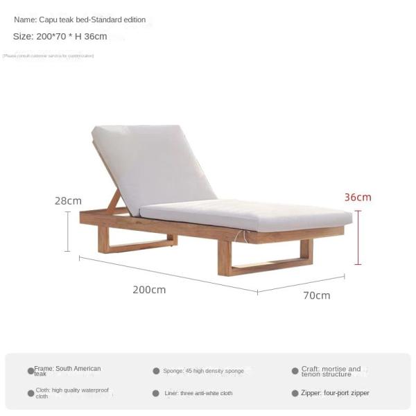 Customized Luxury Pool Teak Wood Lounge Chair Lesiure Bed