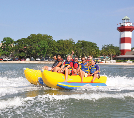 10 Seats Double Banana Boat Inflatable Water Games With 0.9mm Pvc Tarpaulin